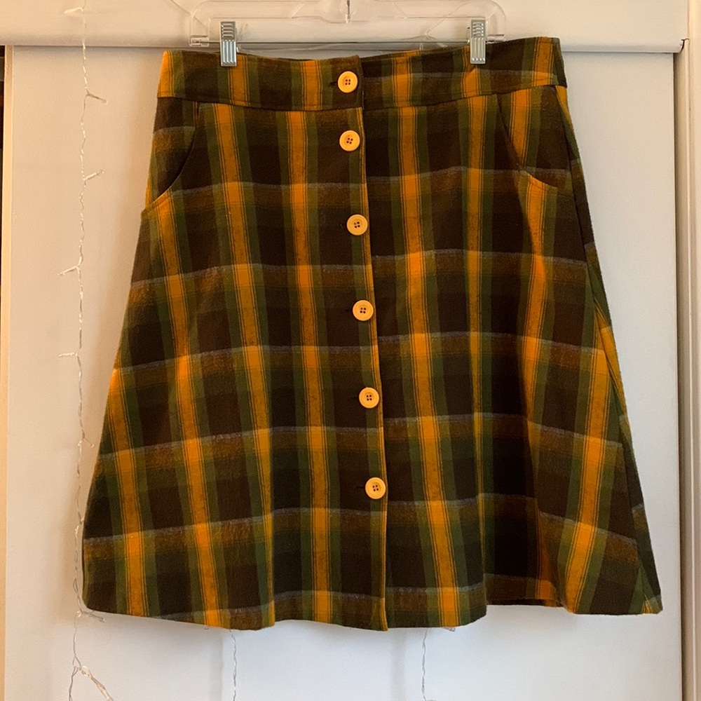Retrolicious Mustard Flannel Skirt.
